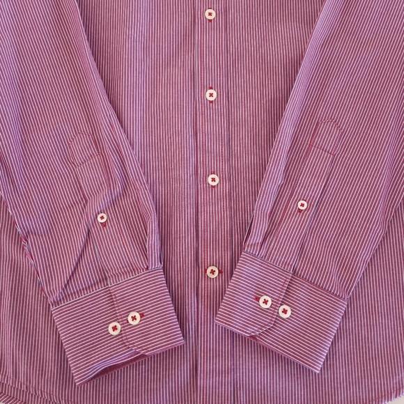 IZOD Mens Vintage Pin Striped Long Sleeve Button Down Dress Shirt Size Small - Picture 9 of 16